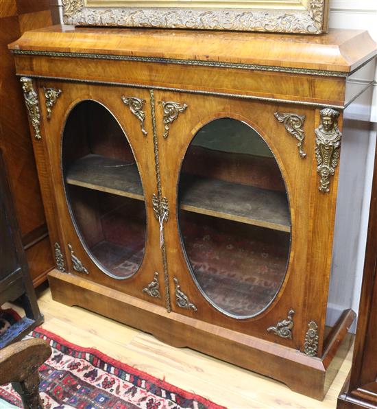 A Victorian walnut dwarf bookcase W.117cm